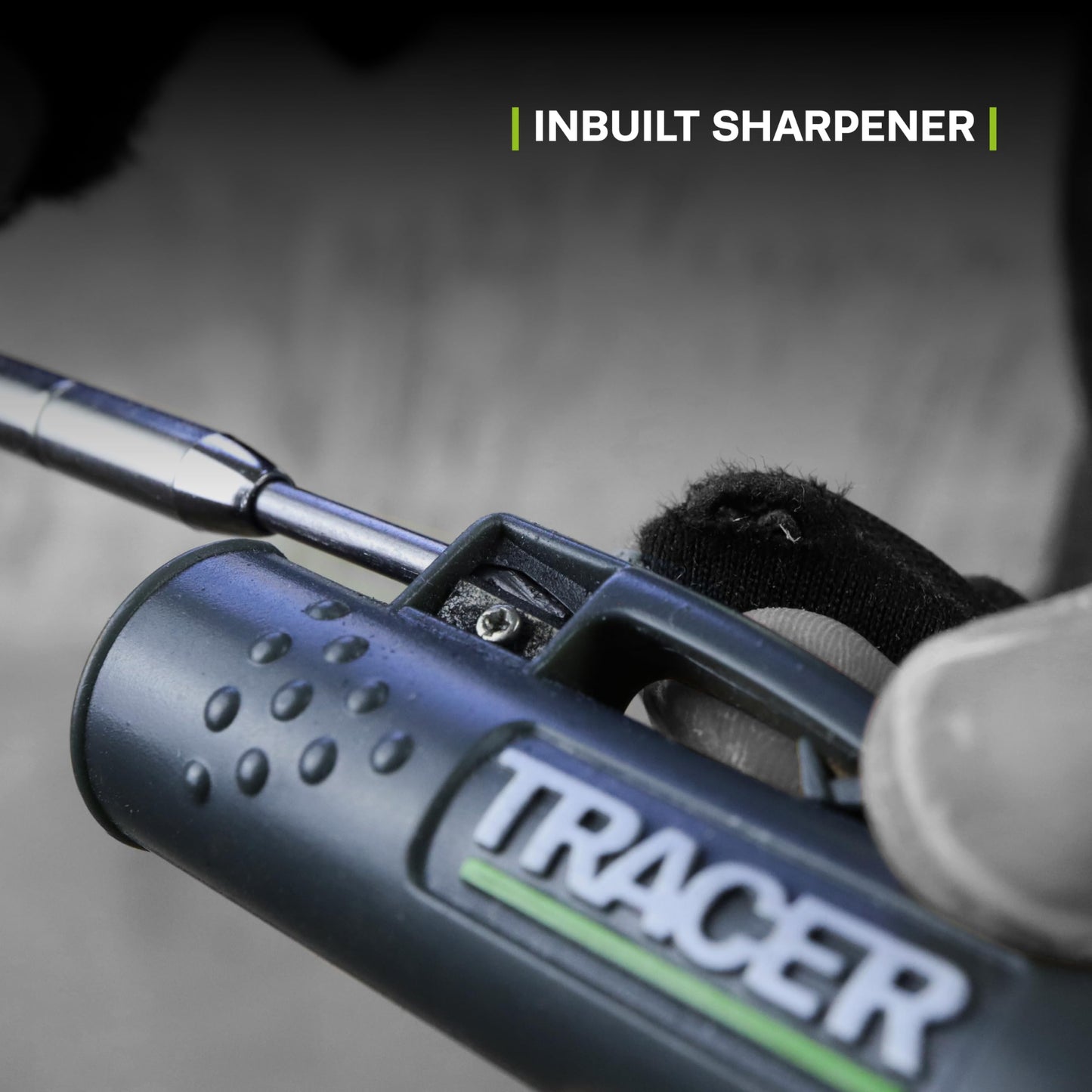 TRACER Deep Hole Construction Pencil with TRACER Site Holster (120mm, Extendable 2B Construction Pencil with Inbuilt Sharpener)