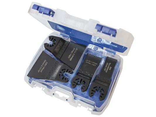 Faithfull FAIMFKIT12 Metal, Wood and Plastic Cutting Oscillating Multi-Function Tool Blade 12 Piece Set. Compatable with Most Popular Multi Tool Brands, Black