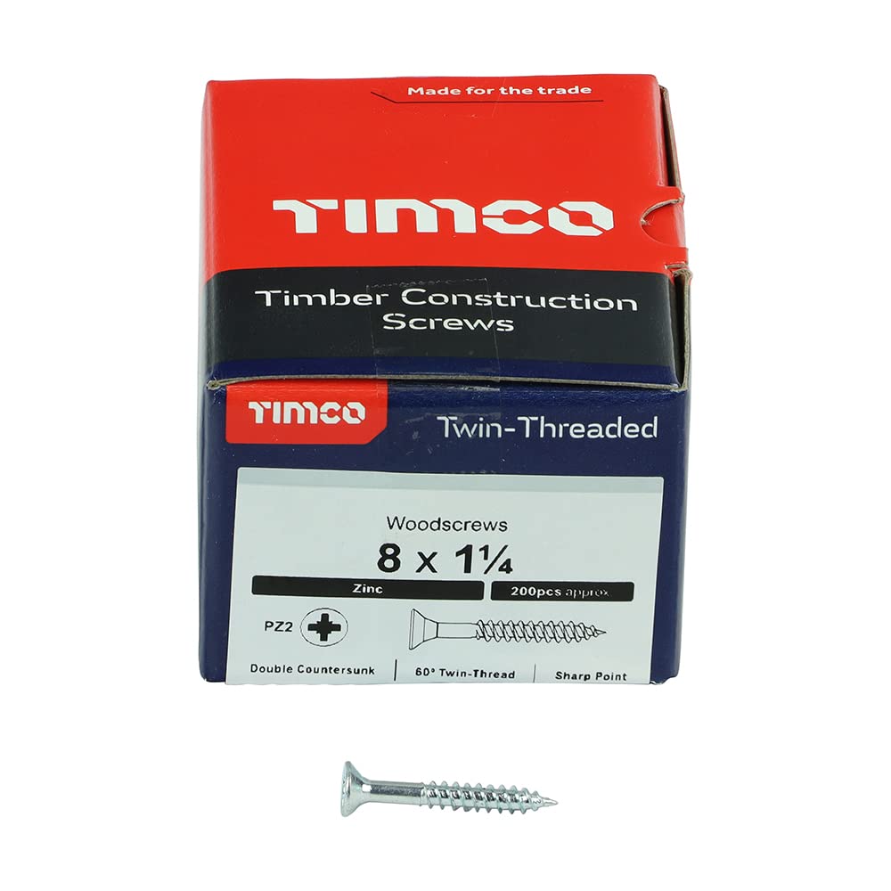 Timco PZ1 CSK BZP Zinc Plated Twin Woodscrew (Box of 200)