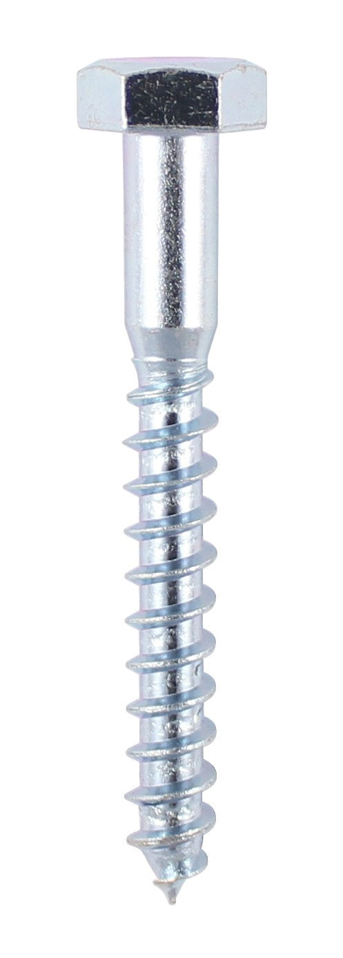 TIMco 06100CSCP BZP Coach Screw - Silver (Box of 10)