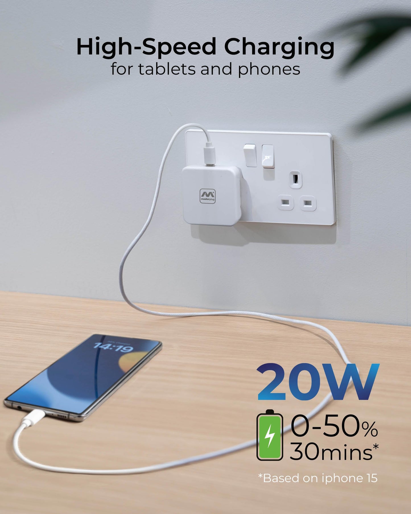 Masterplug Super-Fast USB Charging Plug
