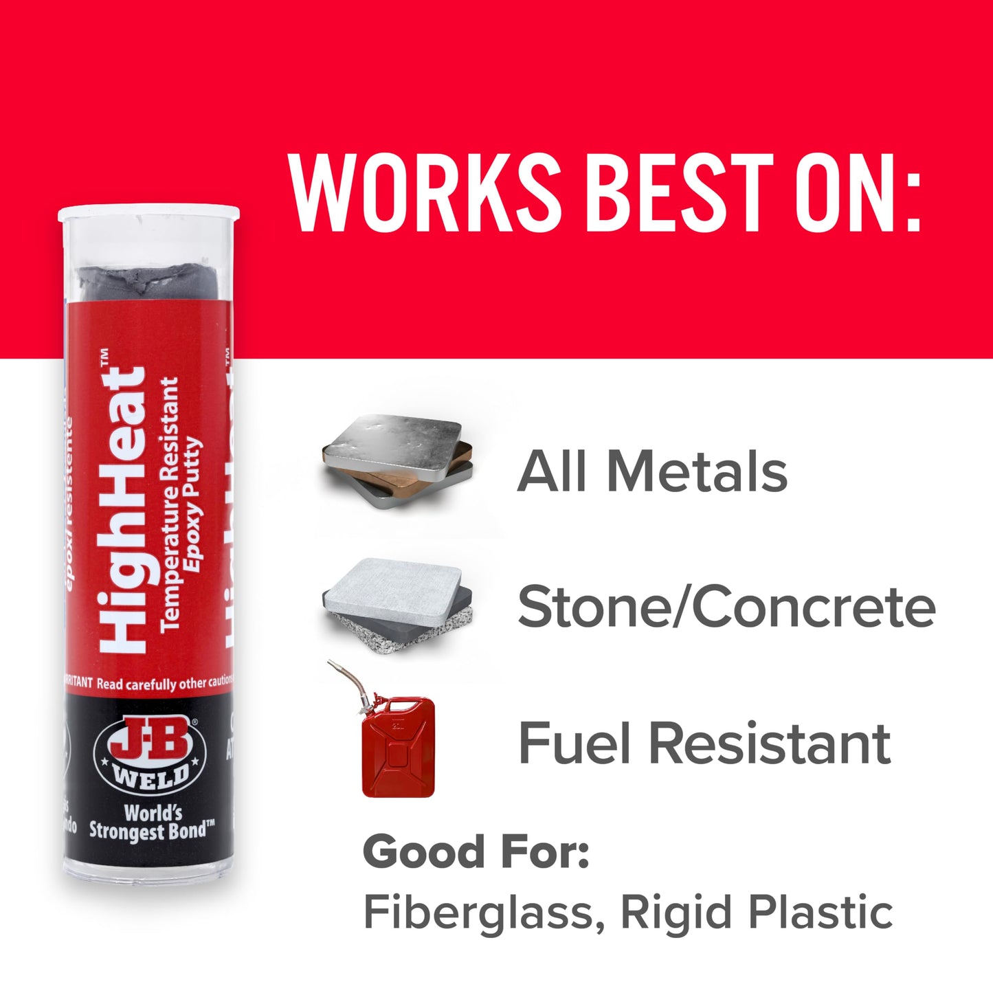J-B Weld 8297 HighHeat Temperature Resistant Epoxy Putty Stick, Machine Gray, 2oz