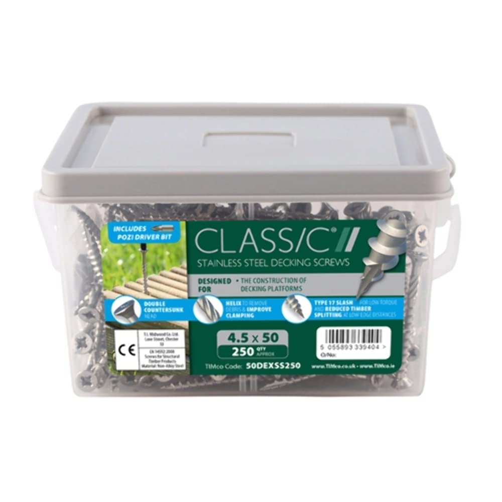 TIMco Classic Decking Screw PZ2 S/S - 4.5 x 65-250 Pieces