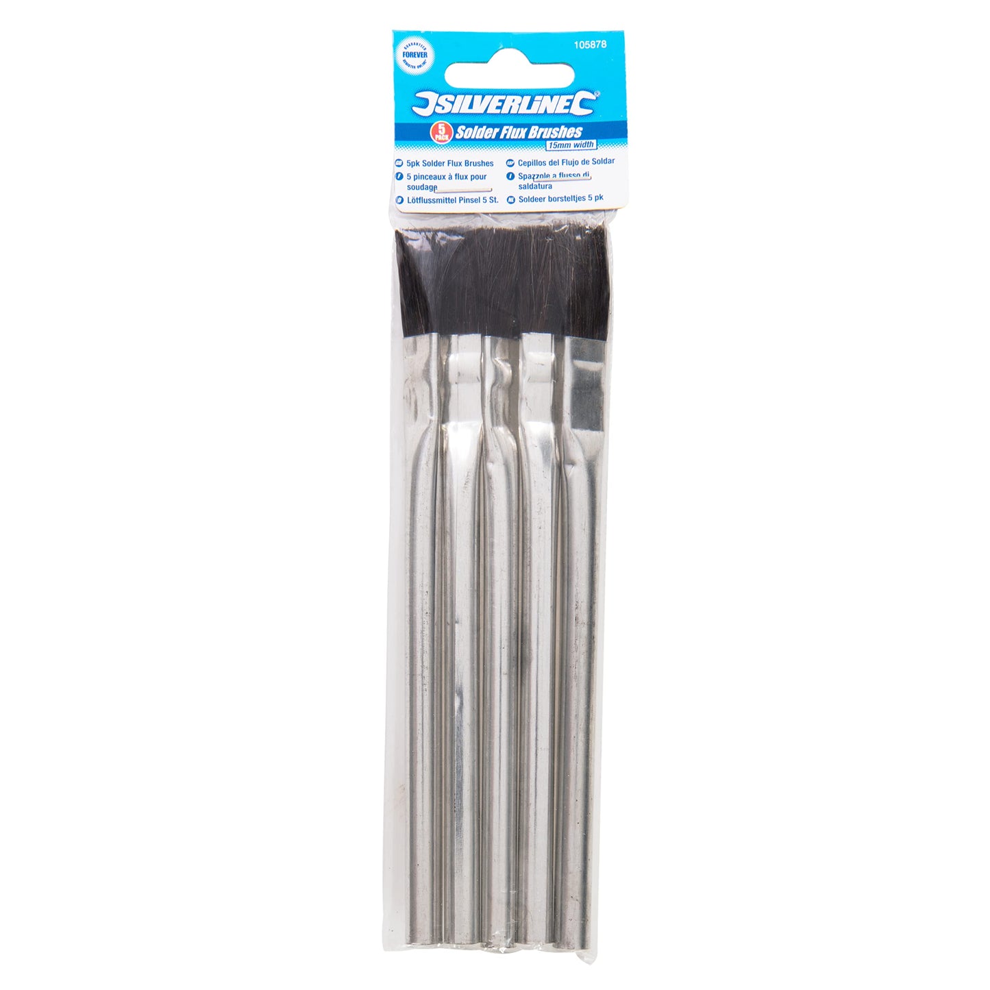 Silverline 105878 Pinsel-Set für Lötflussmittel, 5 Stück.