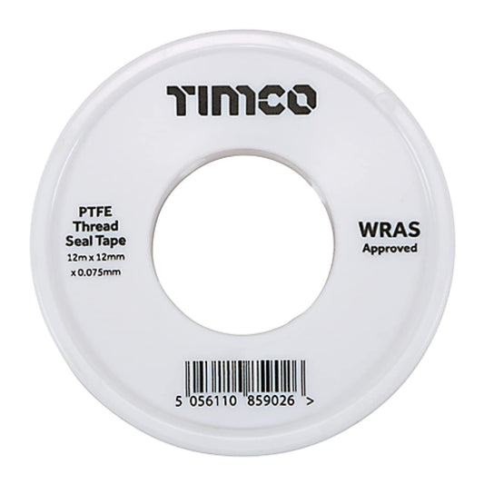 TIMCO PTFE Thread Seal Tape - Plumbing tape - 12m x 12mm - 2 rolls in a pack