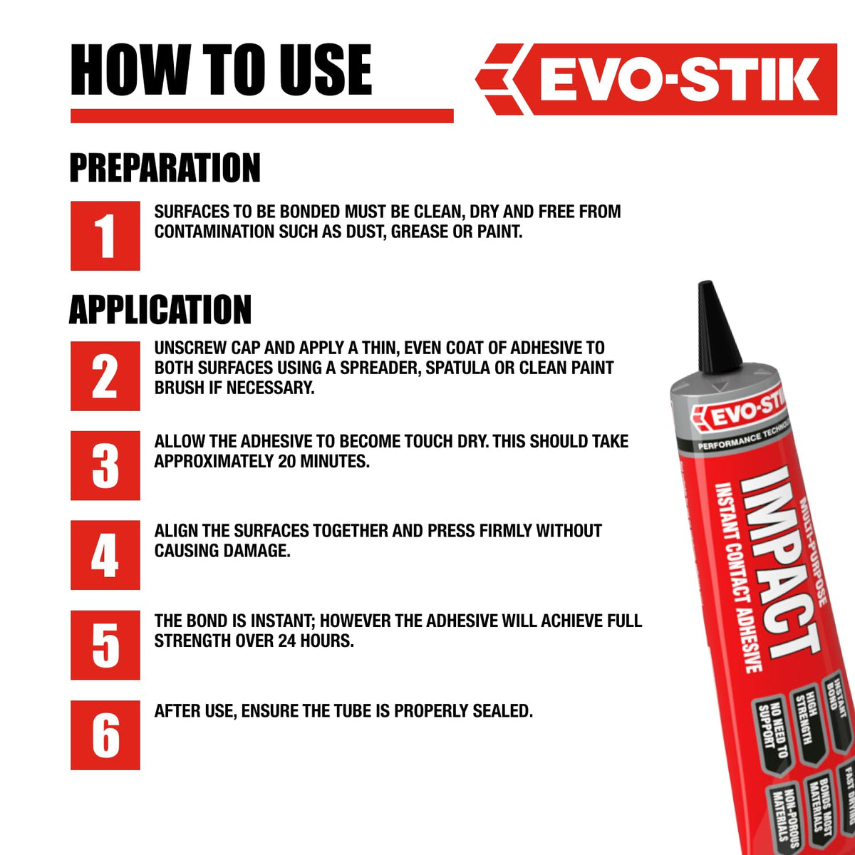 EVO-STIK Impact Adhesive, Multipurpose, High-Strength Adhesive, Bonds Instantly on Contact, Fast Drying, 250ml Tin