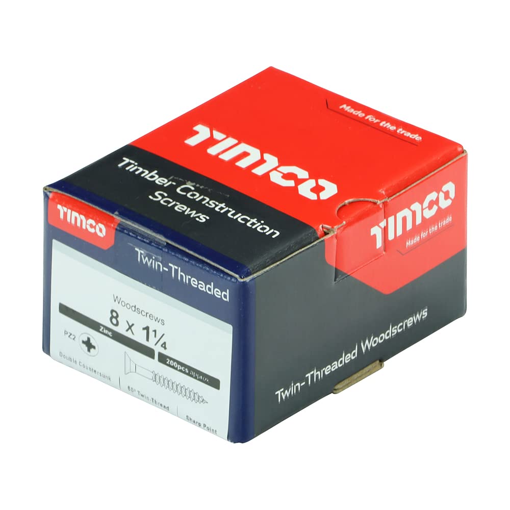Timco PZ1 CSK BZP Zinc Plated Twin Woodscrew (Box of 200)