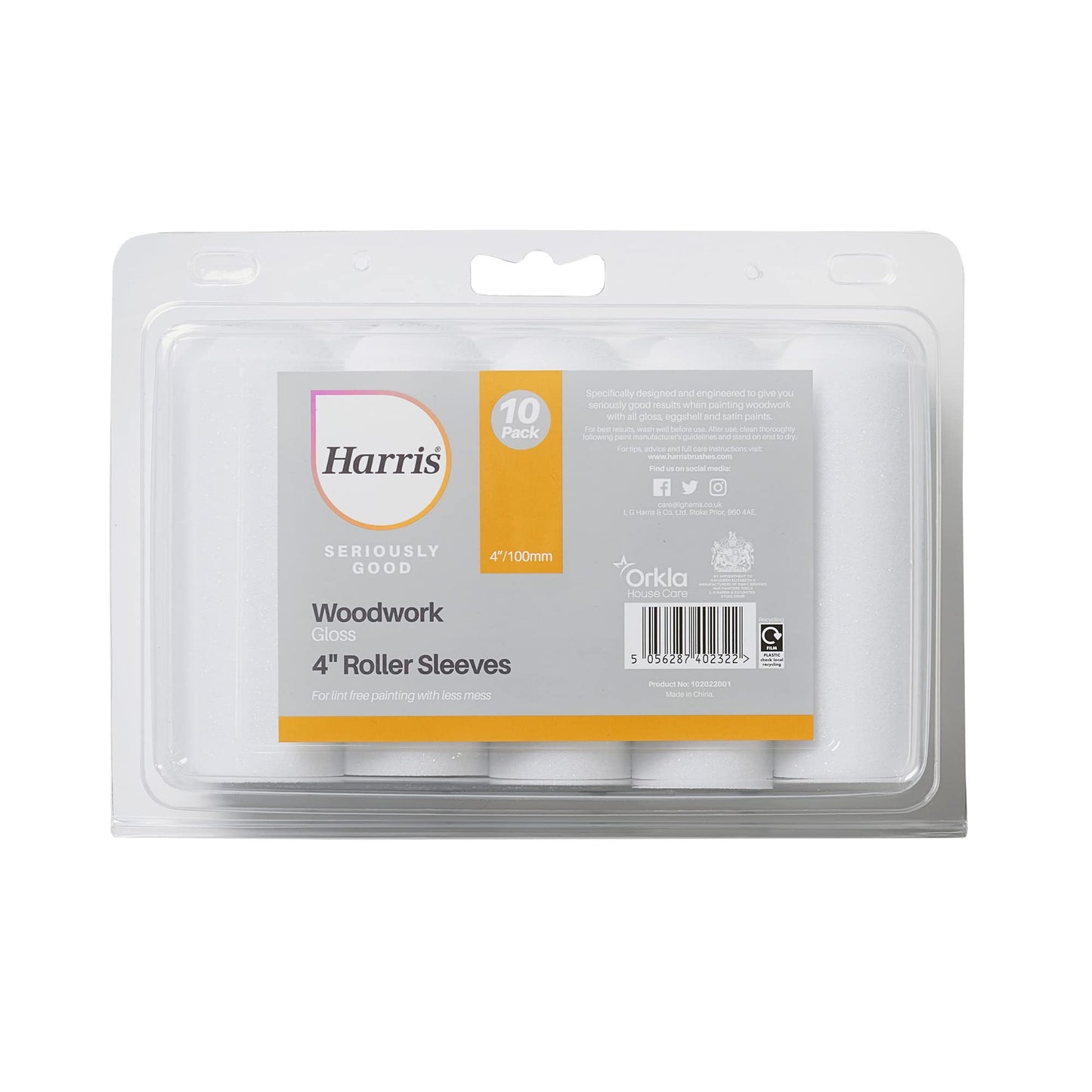 Harris Seriously Good Woodwork Gloss Mini Roller Sleeves | 10 Sleeve Pack | 4"
