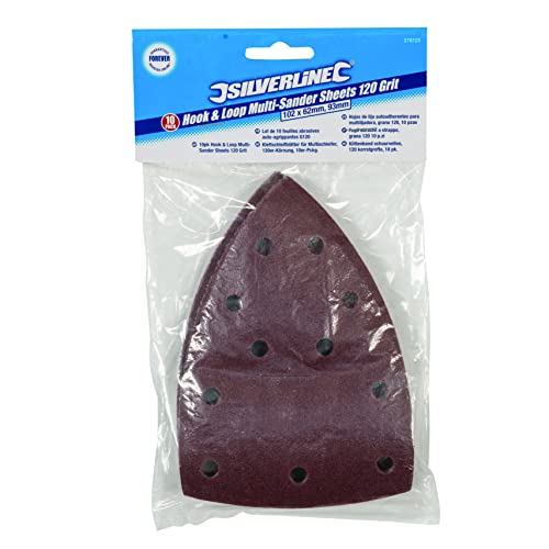 Silverline Tools 278723 Hook & Loop Multi-Sander Sheets 102 x 62mm, 93mm 10pk - Red
