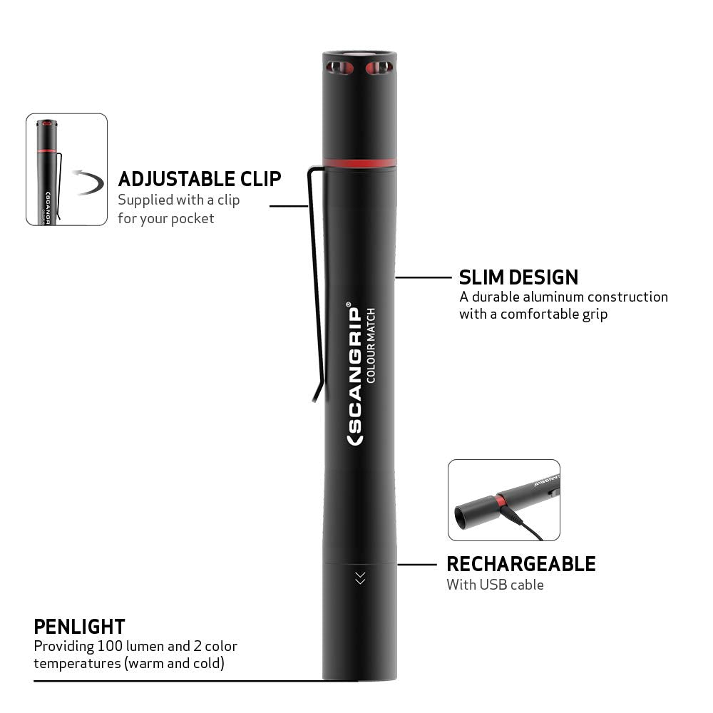 Scangrip Matchpen R - LED Detailing Car Swirl Finder Polishing Torch Pen – Reveals Swirl Marks, Marring & Surface Defects - New Rechargable Model!