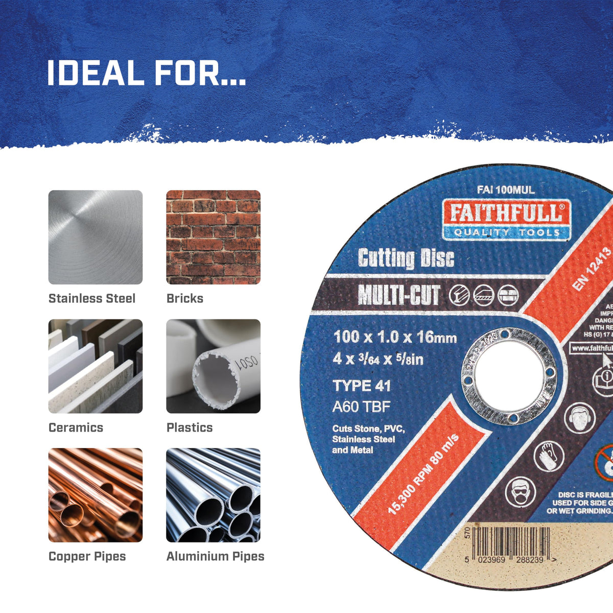 Faithfull Multi-Cut Thin Cut Off Wheel (Pack of 10)