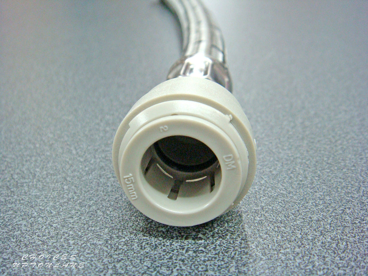 Flexible TAP Connector 15MM Push FIT X 1/2" BSP 300MM Long (Pair of 2 FLEXI'S)