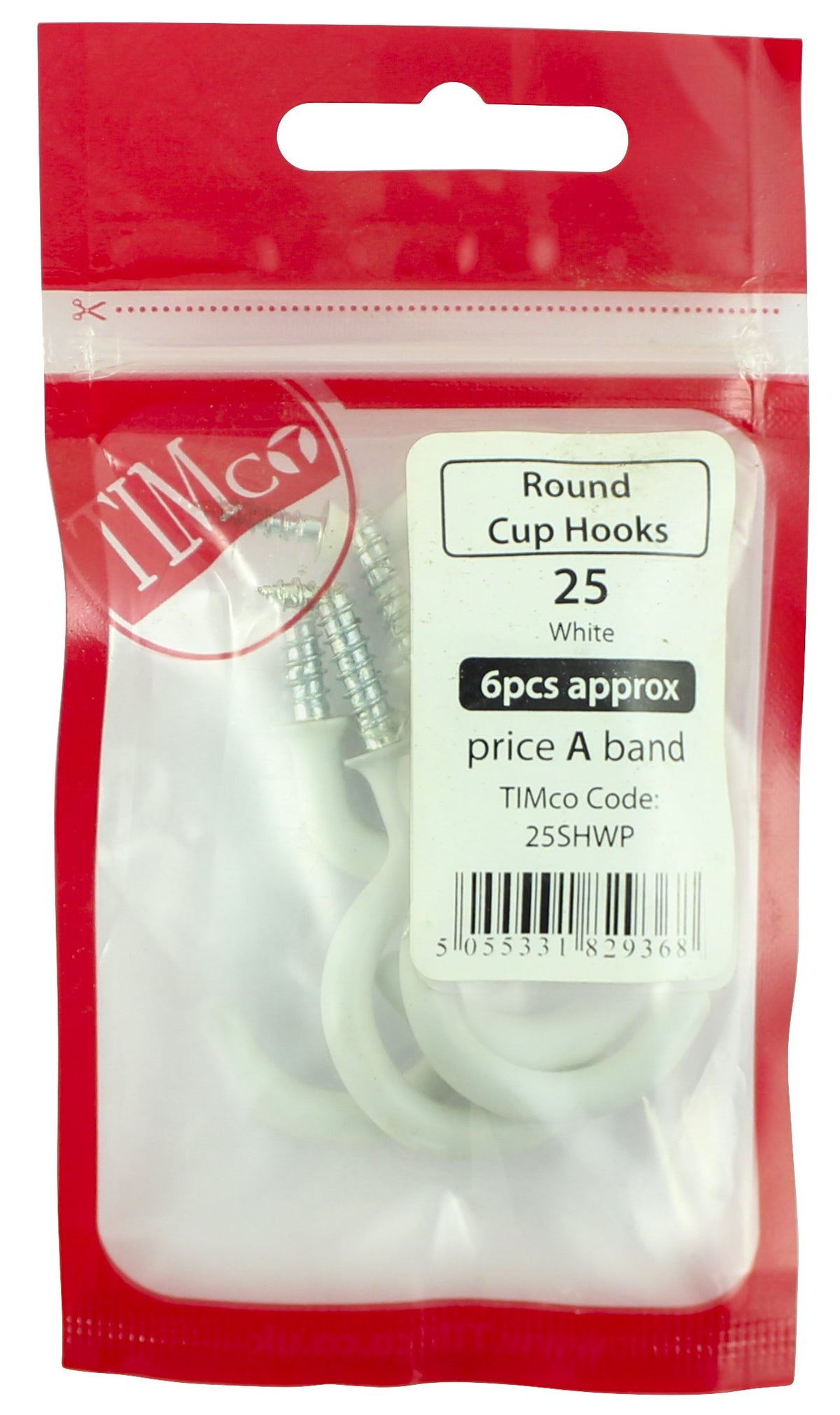 TIMCO Cup Hooks Round White - 38mm