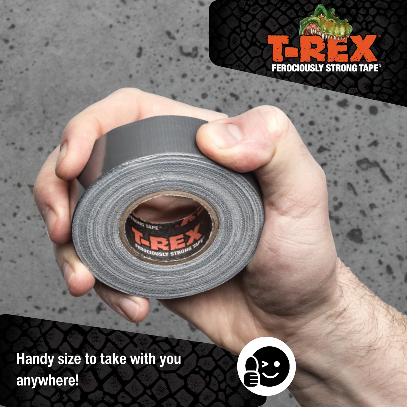 T-Rex Tape Ferociously Strong Waterproof Graphite Grey Tape, 25mm x 9.14m, A High Strength Duct or Gaffer Cloth Adhesive Repair Tape, from The Makers of The Original Duck Tape