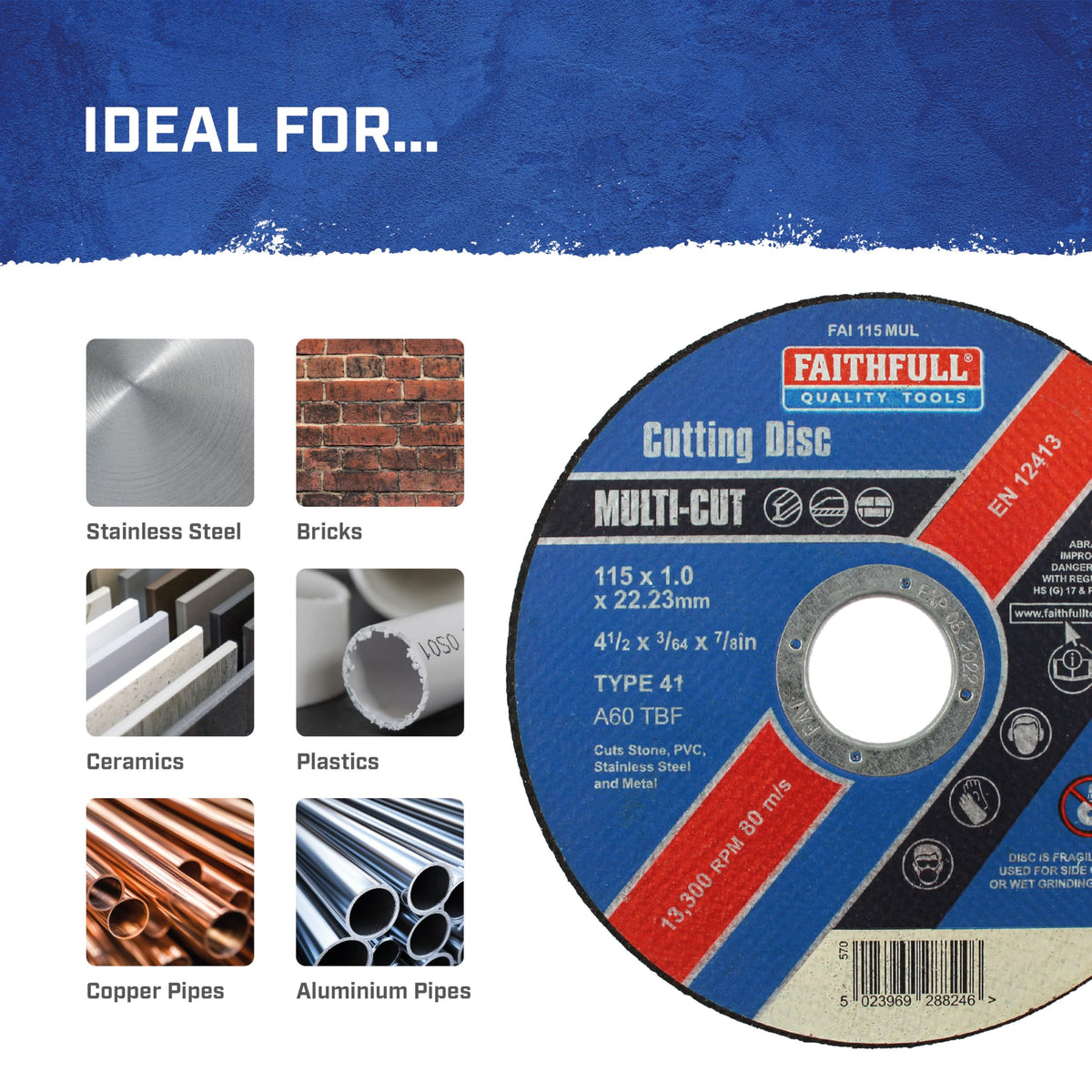 Faithfull Multi-Cut Thin Cut Off Wheel (Pack of 10)