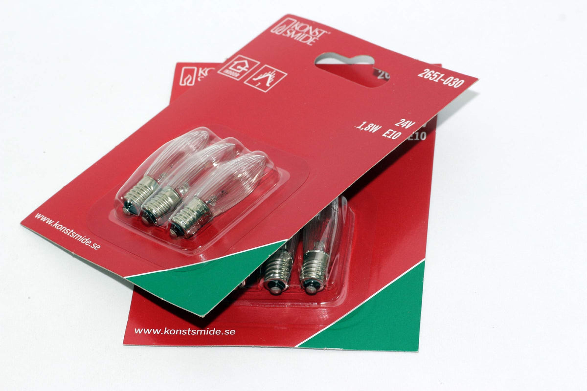 TheOneStopSatShop 6 Pack Of KonstsmIde 24V, 1.8W, E10, MES Spare Welcome Candle BrIdge Bulbs