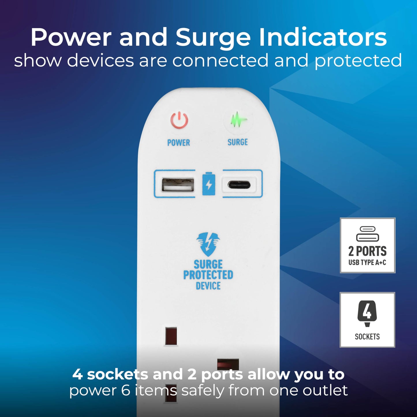 Masterplug Surge Protected extension cord with 2 x USB Sockets