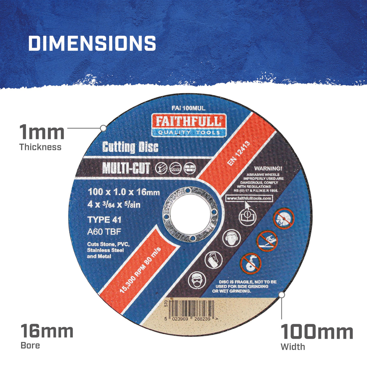 Faithfull Multi-Cut Thin Cut Off Wheel (Pack of 10)