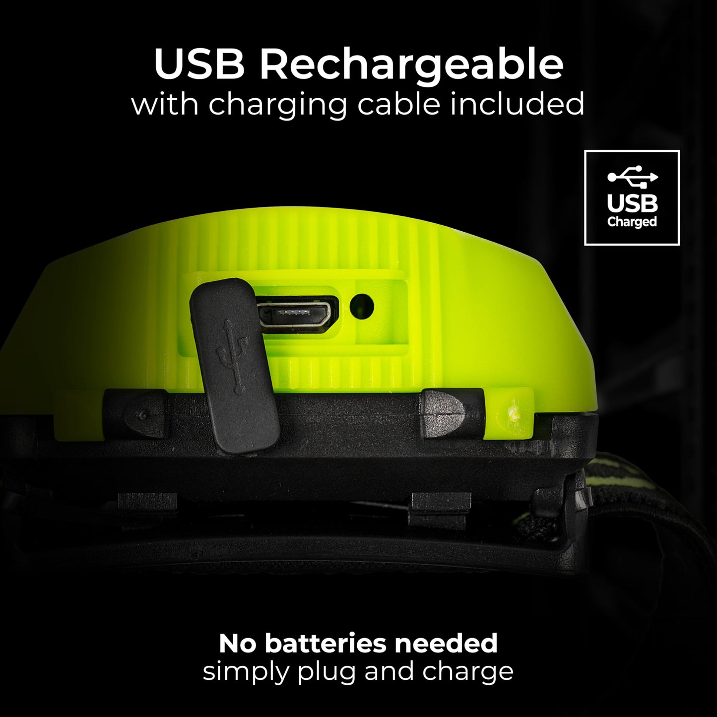 Luceco LED Inspection Head Torch with USB and PIR Motion Sensor, 5 Light Modes, Adjustable, Rechargeable, Inspection Lights, High-Vis, IK04, 3W, 150lm, 6500K, LILH15P65