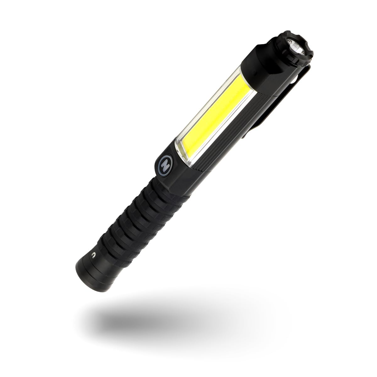 NEBO Big Larry 3-600 Lumen Torch with COB Work Light - Pocket Clip Magnetic Base for Hands-Free Lighting - Portable COB LED Dimmable Flashlight - Hazard Light-Red