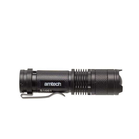 Amtech - Mini Torch Set for Camping, Hiking, Car Repairs, Everyday Use, and More, Adjustable Brightness with 3 Lighting Modes, Rechargeable, Portable with Metal Clip