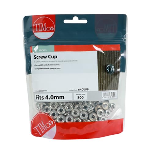Timco - Screw Cups - Nickel (Size to fit 8 Gauge Screws - 800 Pieces)