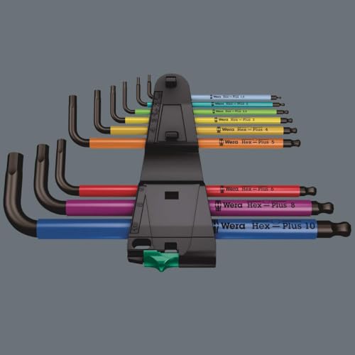 WERA 05022210001 950/9 Hex-Plus Multicolour HF 1 Multicolour Winkelschlüsselsatz, metrisch, BlackLaser, mit Haltefunktion, 9-teilig