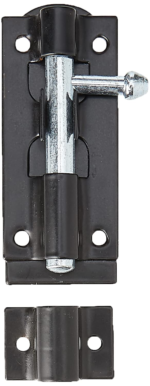 TIMCO Straight Tower Bolt - Black - 3" - Great for securing Flush Fitting Gates and shed Doors in a Closed Position, Adding Increased Security - One Bolt in a Pack and fixings Included.
