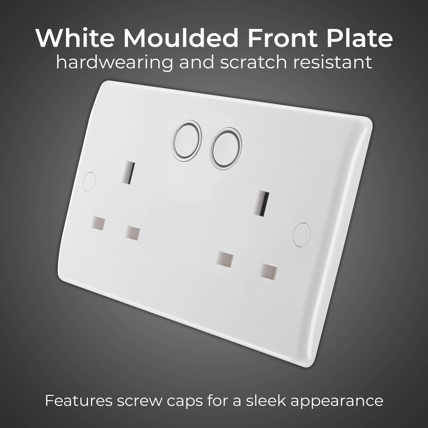 BG Electrical Double Switched Power Wall Plug Socket with Smart Home Control, Touch, Voice or App Control, Timer Function, Security Options, Round Edge, Nexus 800 Series, White Moulded, 13A, 822/HC