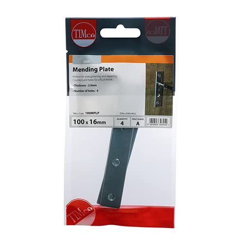 TIMco 100MPLP 100mm Mending Plate Pack 100 x 22mm - (Pack of 4)
