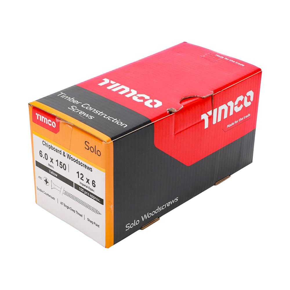 TIMCO 35030SOLOC Solo Chipboard & Woodscrews-PZ-Double Countersunk-Gold-3.5 x 30-Box of 200, Yellow, 3.5 x 30mm, Set of 200 Pieces