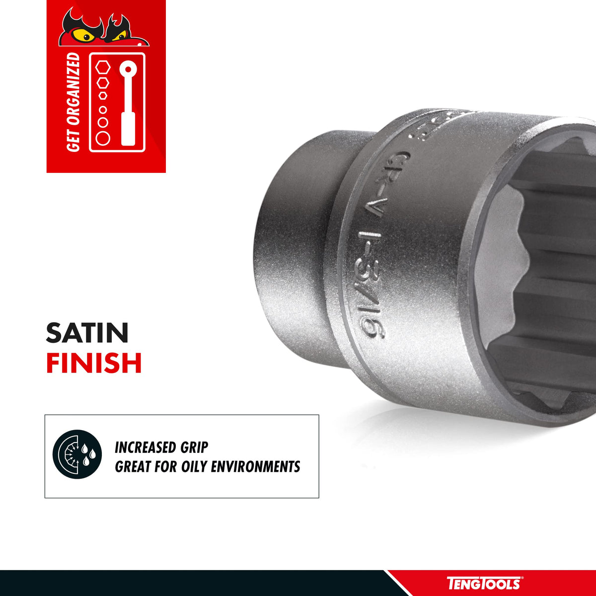 Teng M120508-C Regular Bi Hexagon Socket 8mm 1/2in Square Drive