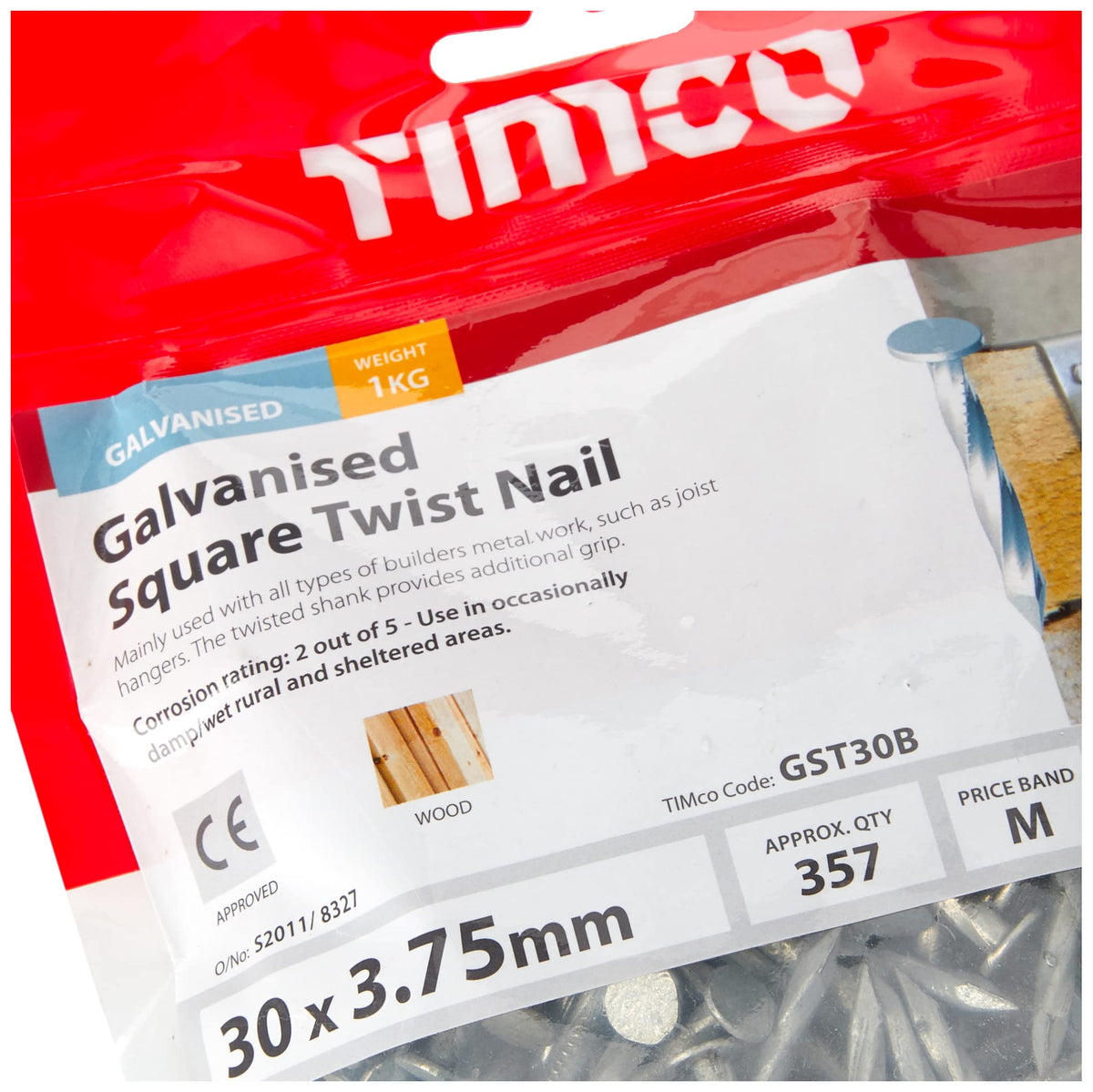TIMCO Galvanized Square Twist Nail 30 x 3.75-1kg Bag