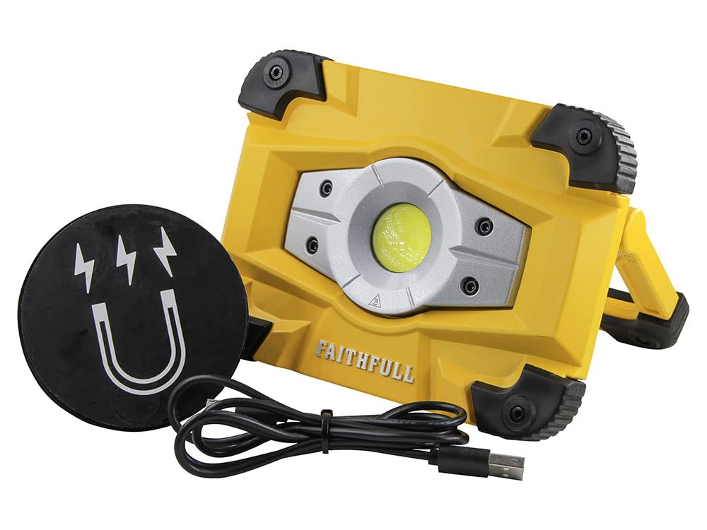 Faithfull Rechargeable LED Work Light/Emergency Light Powerbank Feature. Detachable Magnetic Base 20W - 2000 Lm