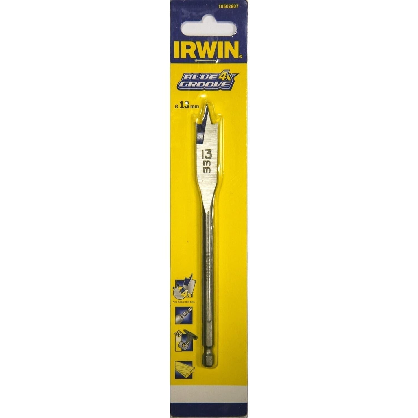 Irwin 10502807 4X Blue Groove Flat Bit, 13mm x 152mm