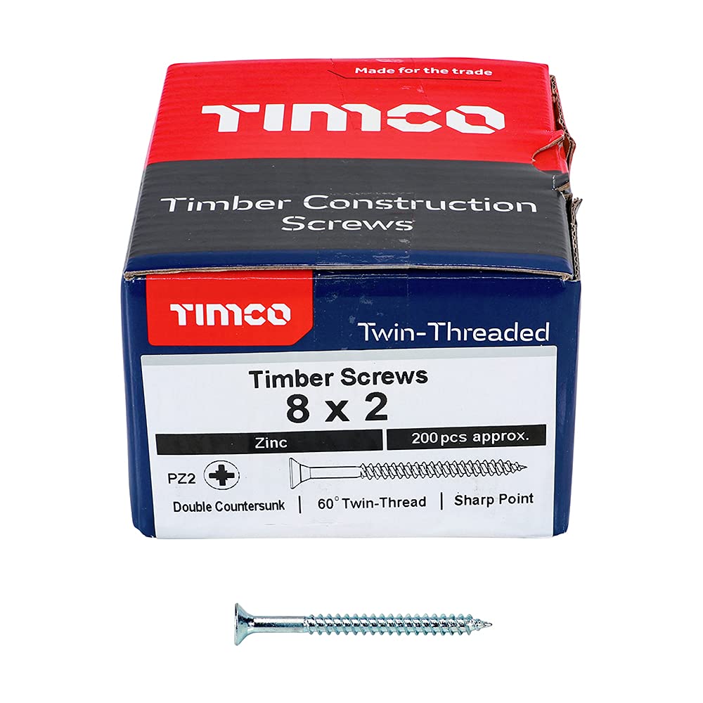 Timco PZ1 CSK BZP Zinc Plated Twin Woodscrew (Box of 200)