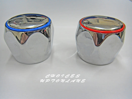 REPLACEMENT HOT & COLD TAP TOP HEAD COVERS CHROME PLATED FOR BASIN / BATH & KITCHEN SINK TAPS