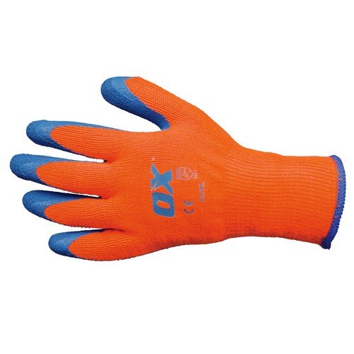 OX OX-S248609 Thermal Grip Gloves, Orange/Beige, Size 9