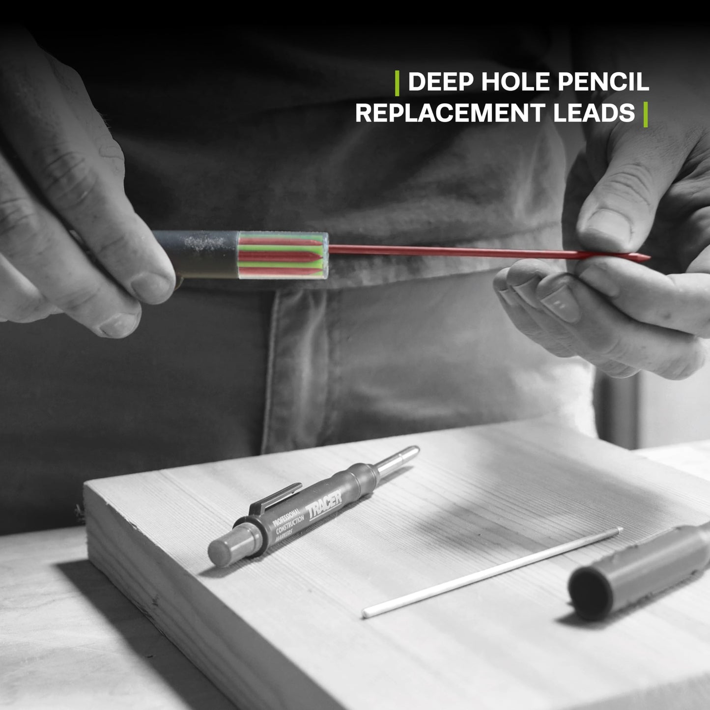 TRACER Deep Hole Pencil Alternative Leads Set - 12 x 2.8mm High-Visibility Coloured Leads for the Tracer Pencil. 6 x Red, 6 x White. 12 x Tracer Pencil refills.