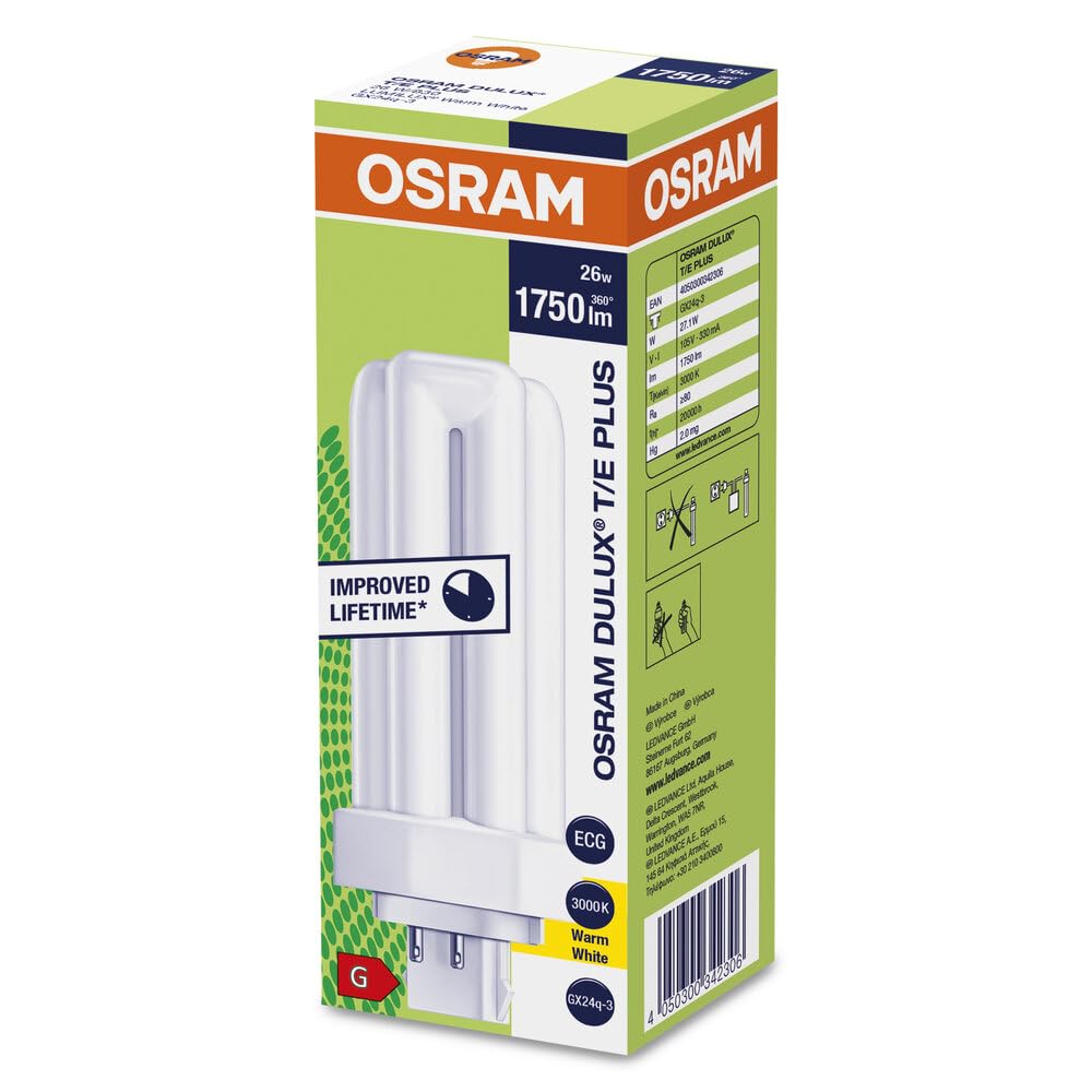 Osram 26 Watt 4pin Compact Fluorescent Light Dulux T/E Plus Warm White (3000k) Lamp