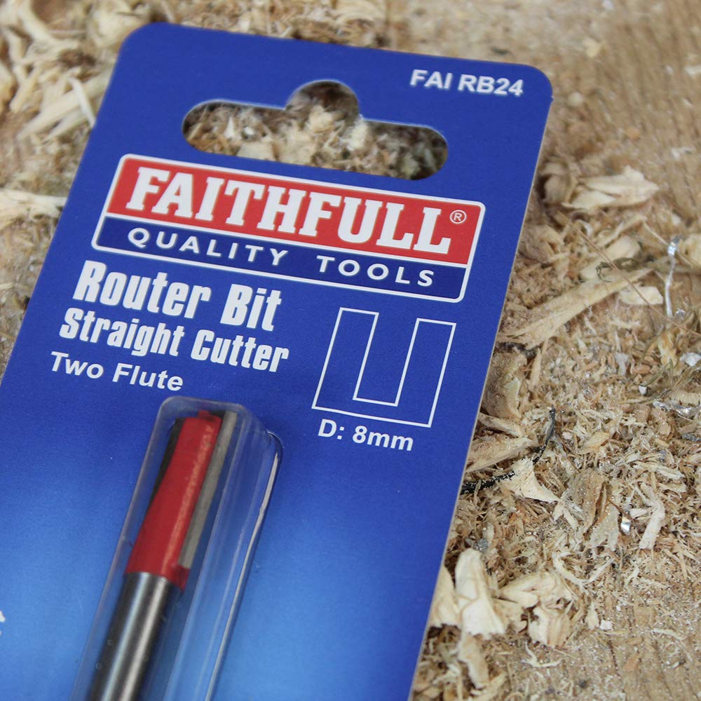 Faithfull FAIRB26 Oberfräsen-Bit, TC, zweischneidig, 1/4 Zoll, 12 mm, Rot/Silber