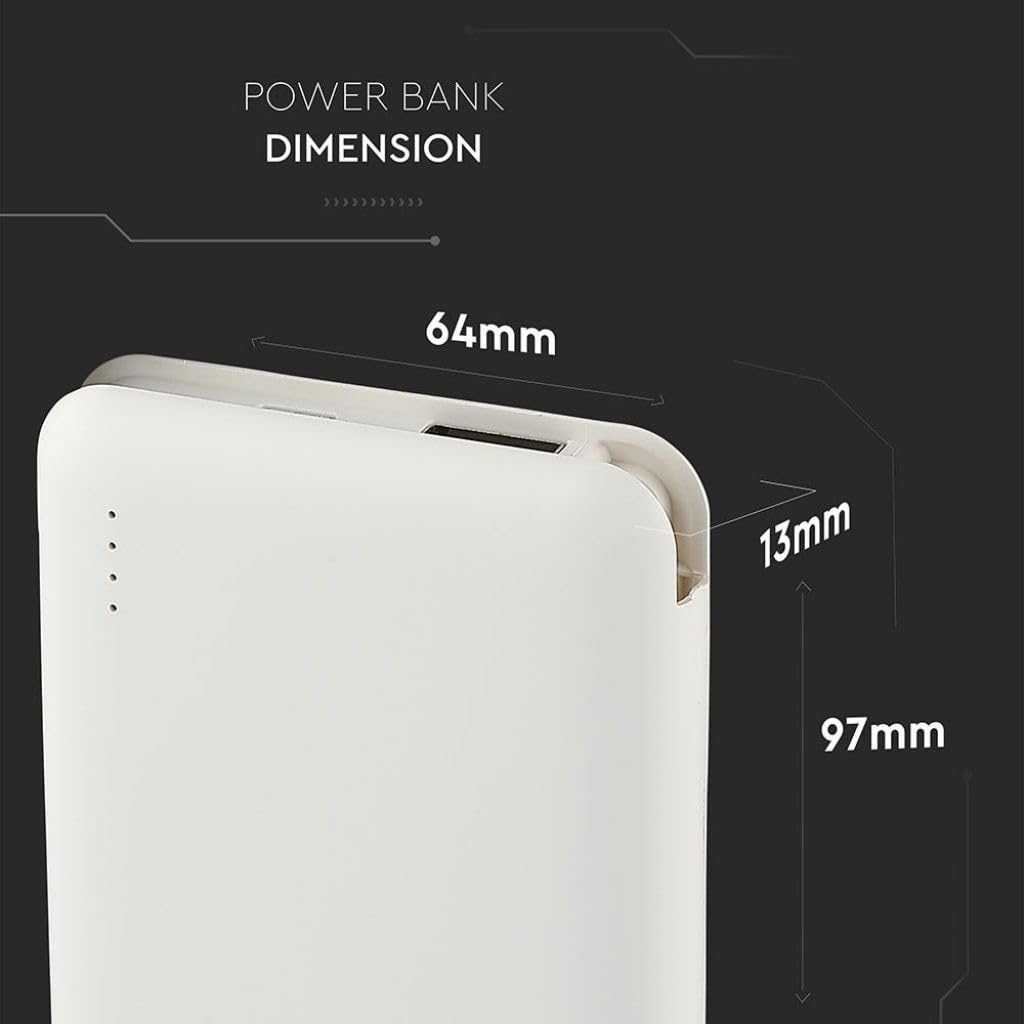 V-tac VT-3510 Compacte powerbank - 5.000 mAh - wit
