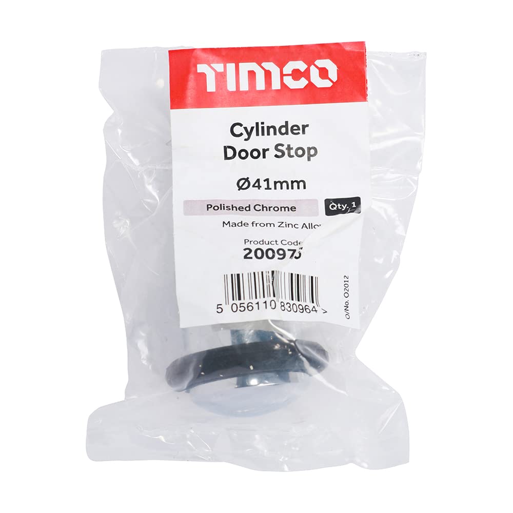 TIMCO Cylinder Door Stop - Polished Chrome - Floor Mounted - Concealed Fixing for Improved asthetics - 41mm
