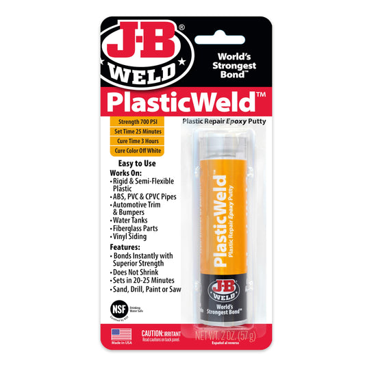 JB WELD 8237UK JB8237 Plastic Weld Fast-Setting Off White Multi Purpose Reinforced Epoxy Putty, 57 G