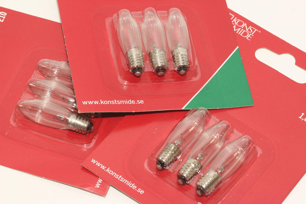 TheOneStopSatShop 9 Pack of KonstsmIde 24V, 1.8W, E10, MES Spare Welcome Candle Bridge Bulbs