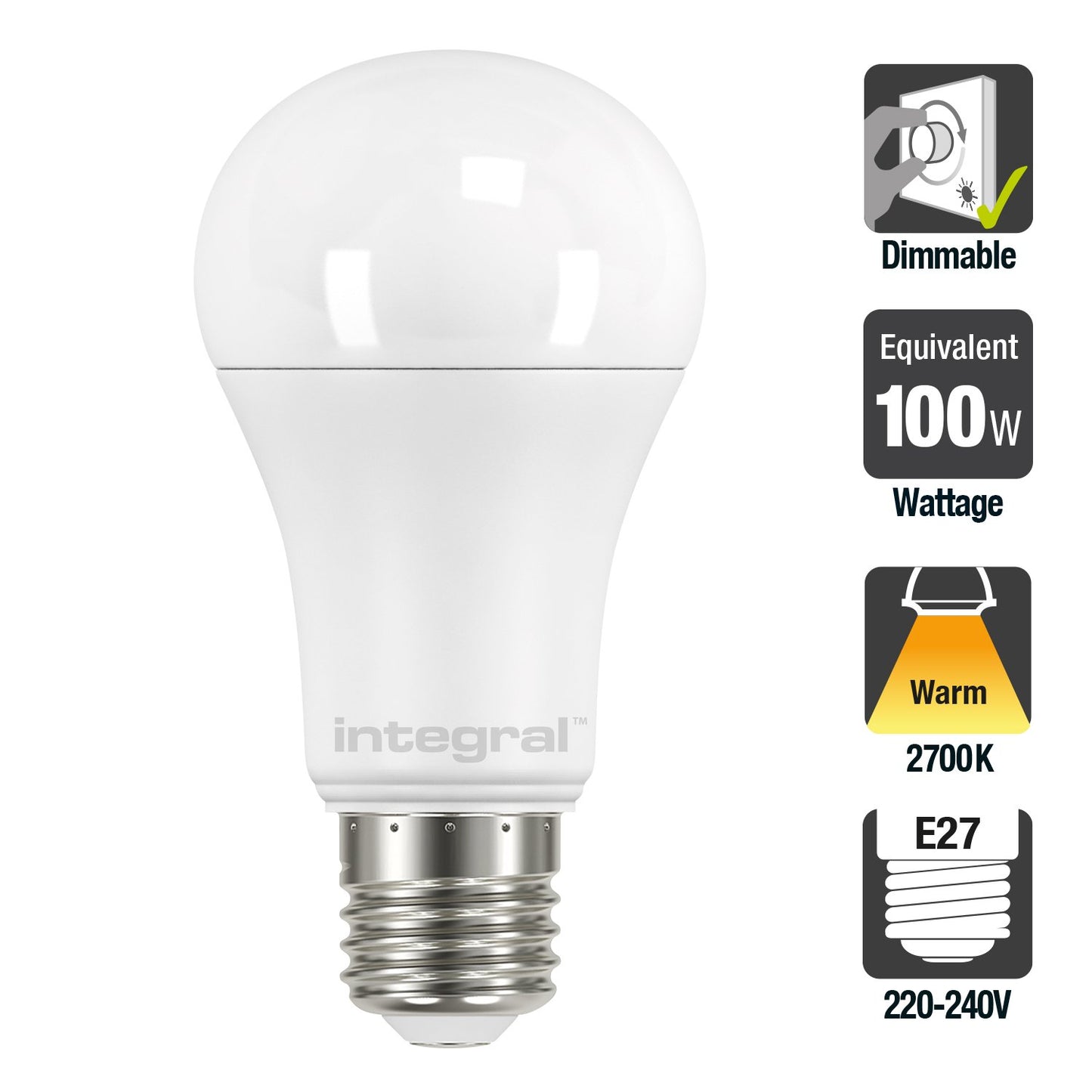Integral LED Dimmable Frosted GLS Classic Globe Bulb