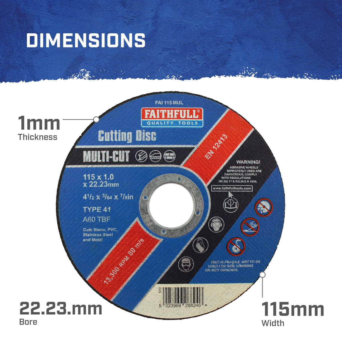 Faithfull Multi-Cut Thin Cut Off Wheel (Pack of 10)