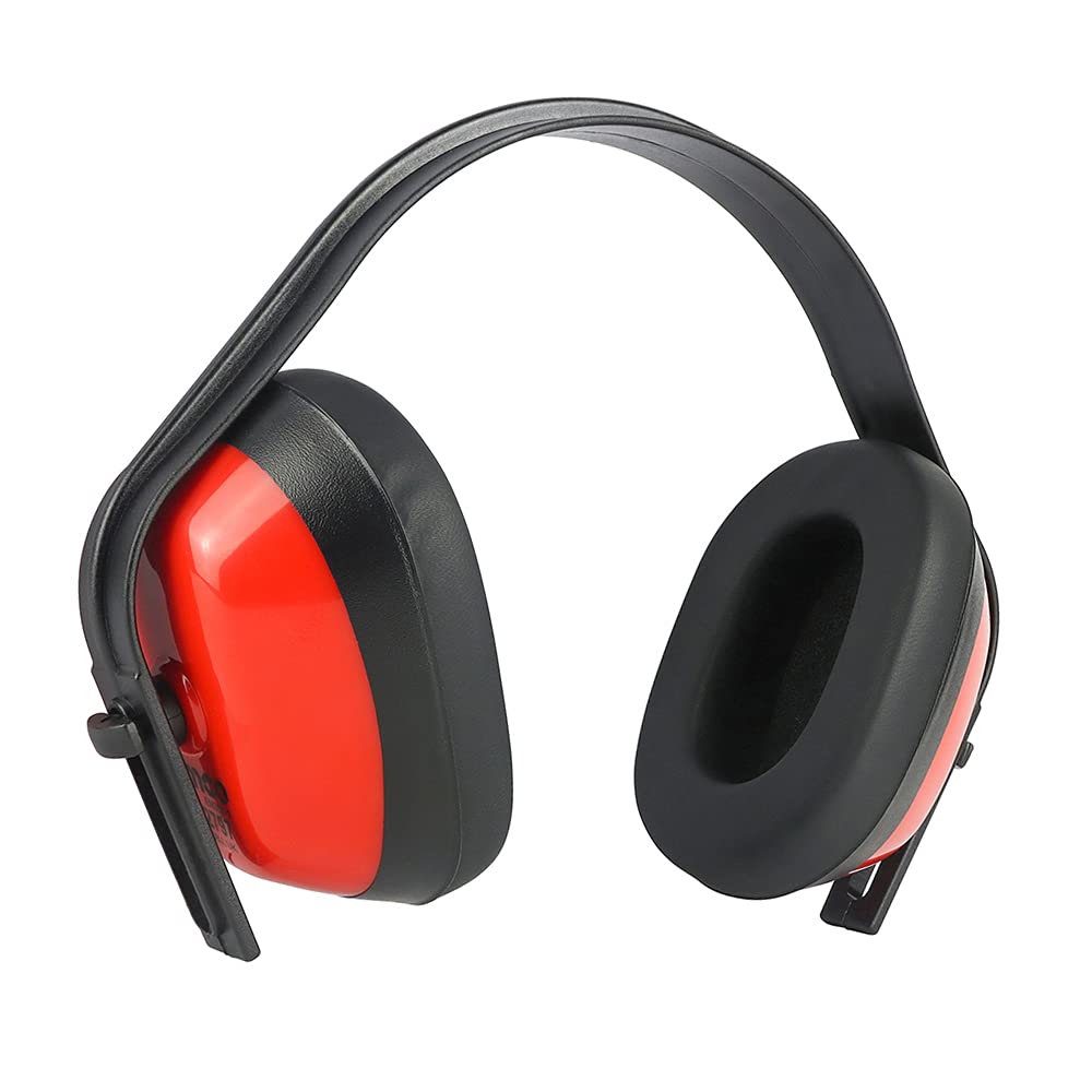TIMCO Ear Defenders - Adjustable ear cups for comfort - 27.6dB - Red - One Size