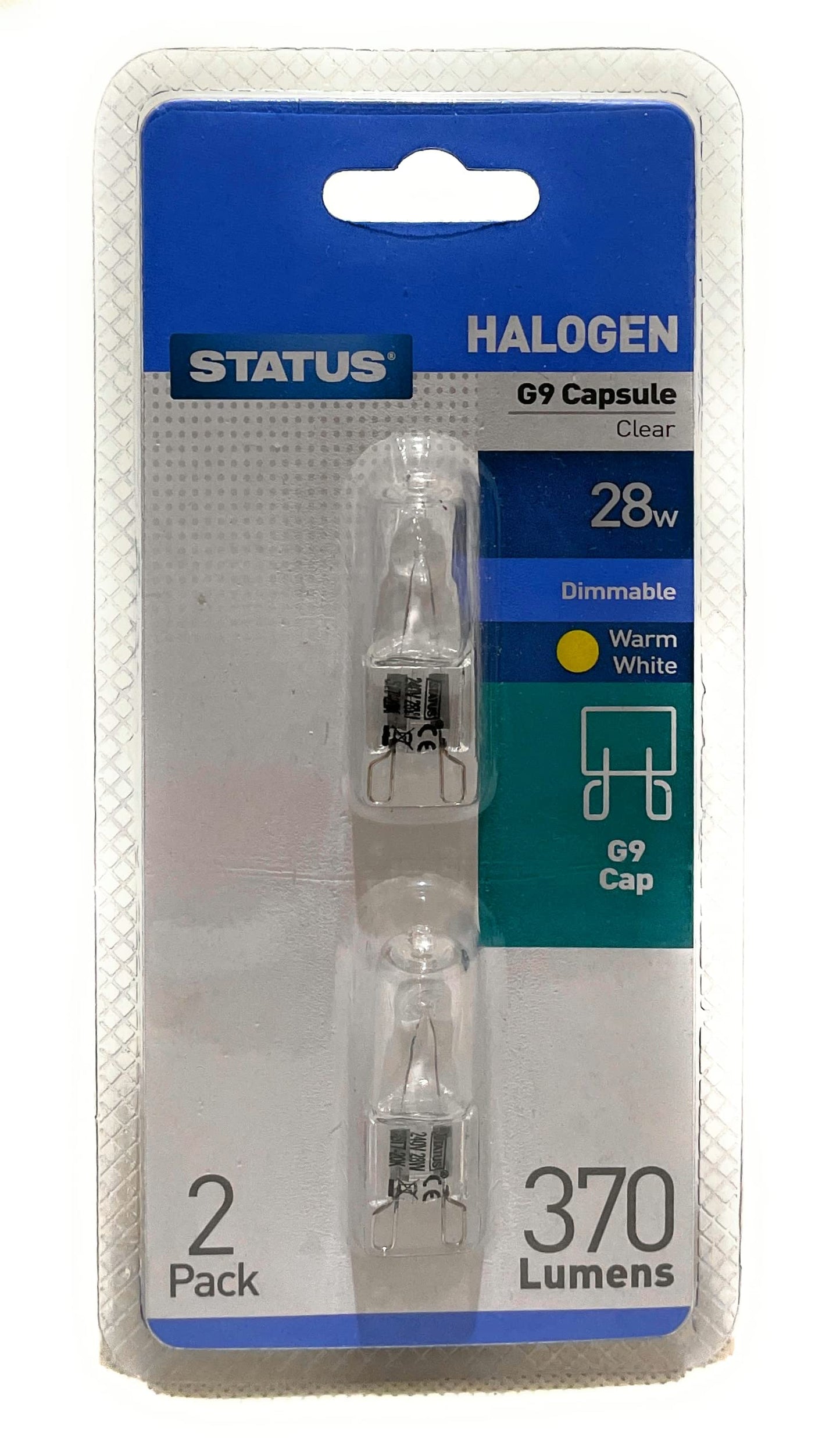 Status G928SHCWF212 G9 Cap Halogen Capsule Bulb with Fuse/ UV Stop, Pack of 2, Clear