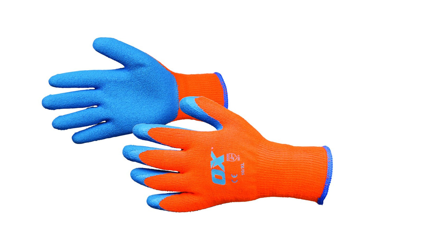 OX OX-S248609 Thermal Grip Gloves, Orange/Beige, Size 9
